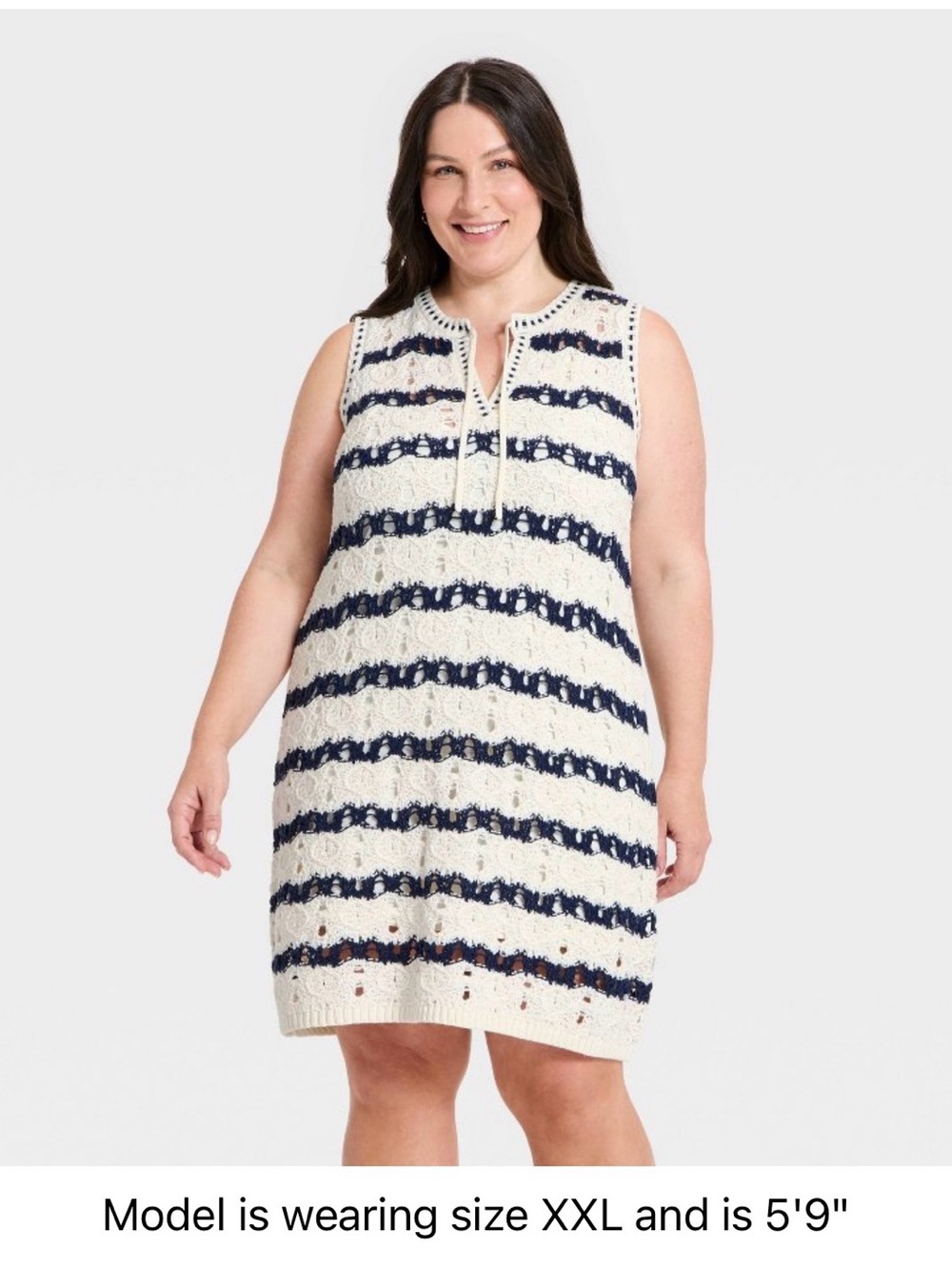 Universal Thread Navy & White Striped Knit Sleeveless Cover-Up